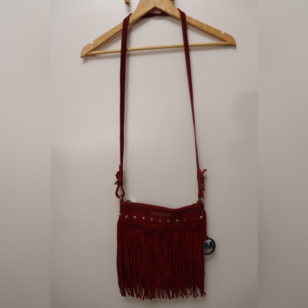 Michael Kors red fringe Crossbody w original dust bag - Picture 12 of 13